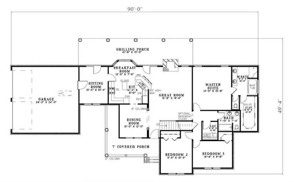 Floor Plan First Story of Country Plan #153-1779
